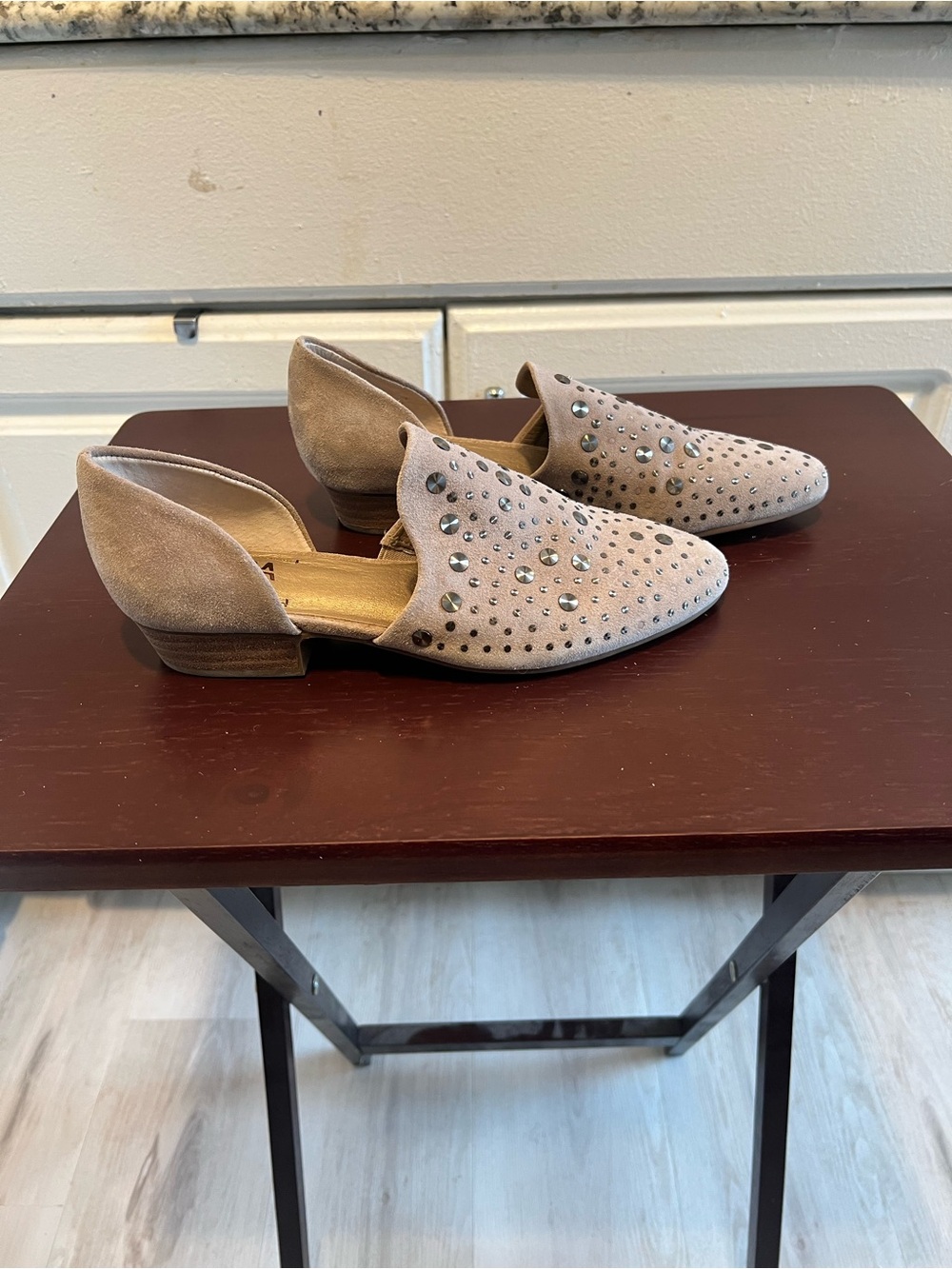 Lucca Lane Kaelyn Portobello Suede Studded Slip-on D'Orsay Loafers Women's Sz 7M